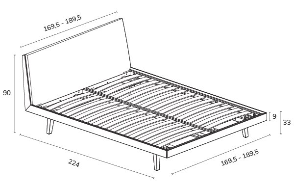 Designbed febo wood S technisch bed habits